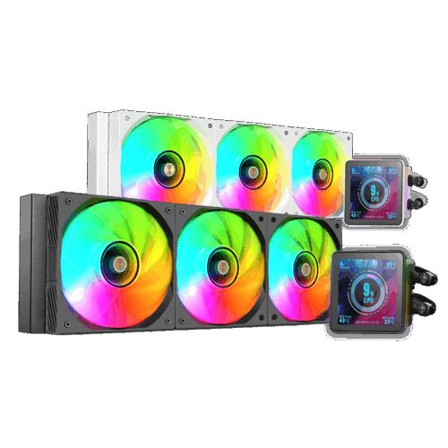 MARS GAMING ML-VISIONPRO360, WATERCOOLING AIO 600W TDP, 3x FDB COPPER CORE & INFINITY MIRROR ARGB LIGHTING FANS,  4" ULTRA-SLIM REMOVABLE MAGNETIC IPS DISPLAY WITH REAL TIME MONITORING,GIF, PHOTOS & VIDEO SUPPORT, BLACK