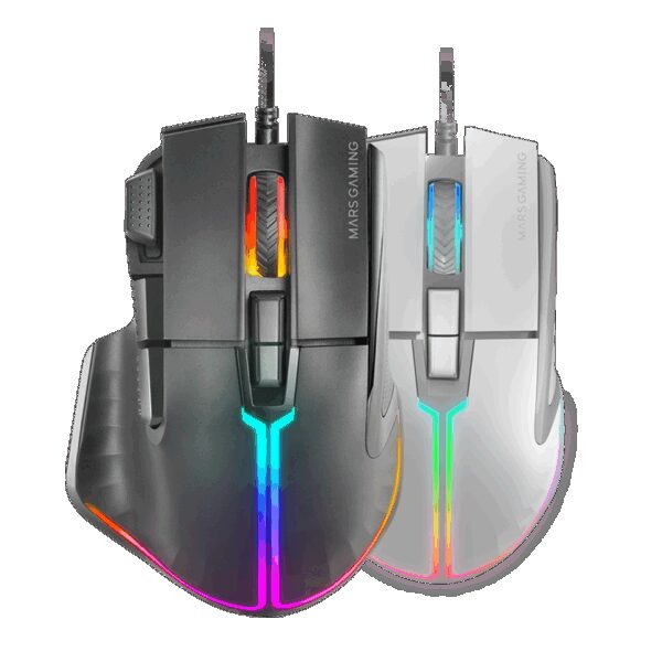 MARS GAMING MM-XT, RGB GAMING MOUSE, 12800 DPI, ERGONOMIC WITH THUMB REST, HUANO SWITCHES, SOFTWARE, BLACK
