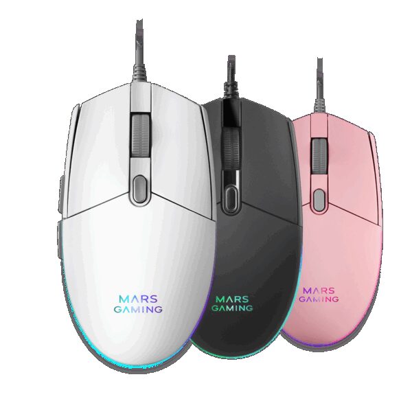 MARS GAMING MMG, OPTICAL MOUSE, 3200 DPI, RGB FLOW, LIGHT, ERGONOMIC, WHITE