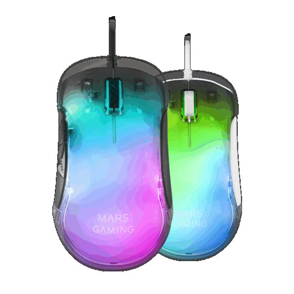MARS GAMING MMGLOW, GAMING MOUSE, 12800DPI, CHROMA-GLOW MIRROR, 75G, FEATHER CABLE, BLACK