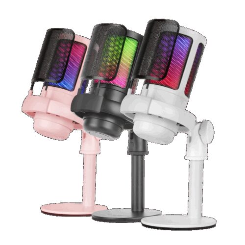 MARS GAMING MMIC-SC, ULTRA-HIGH DEFINITION CONDENSER MICROPHONE, ARGB LIGHTING WITH TOUCH CONTROL, METAL ARTICULATED ARM, 3,5MM JACK CONNECTOR, CONTROL WHEEL, WHITE