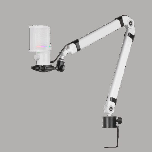 MARS GAMING MMIC-XT, ULTRA-HIGH DEF ARGB MICROPHONE, 192KHZ 24BIT, ARM, ANTIVIB+ METAL FILTER, USB, WHITE