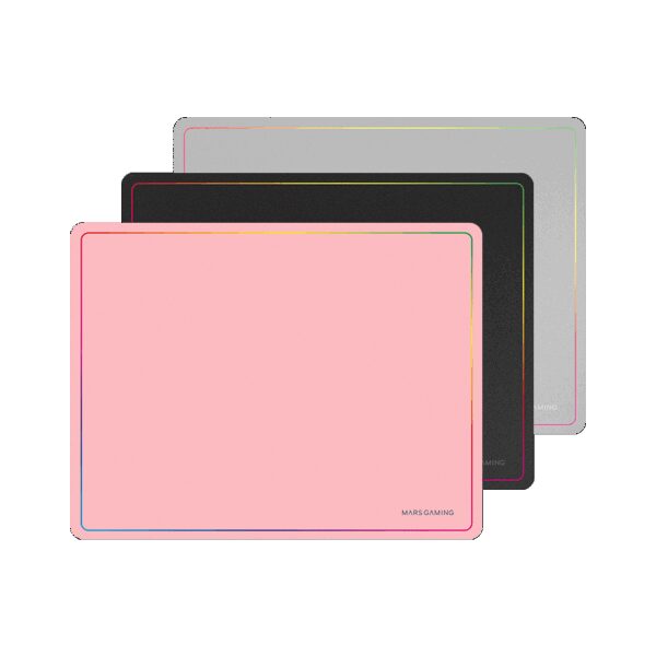 MARS GAMING MMP124, 360X260MM GAMING MOUSEPAD, RAINBOW LINE EDGE DESIGN, NANO-TEXTILE & NON-SLIP NATURAL RUBBER BASE, PINK