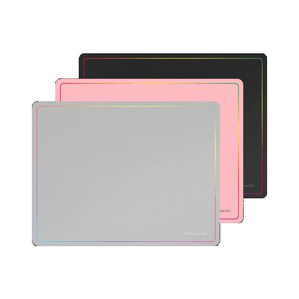 MARS GAMING MMP124, 360X260MM GAMING MOUSEPAD, RAINBOW LINE EDGE DESIGN, NANO-TEXTILE & NON-SLIP NATURAL RUBBER BASE, WHITE