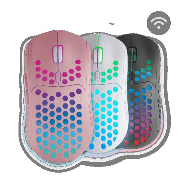 MARS GAMING MMW3, WIRELESS MOUSE, 79G ULTRA-LIGH, RECHARGEABLE BATTERY, PINK