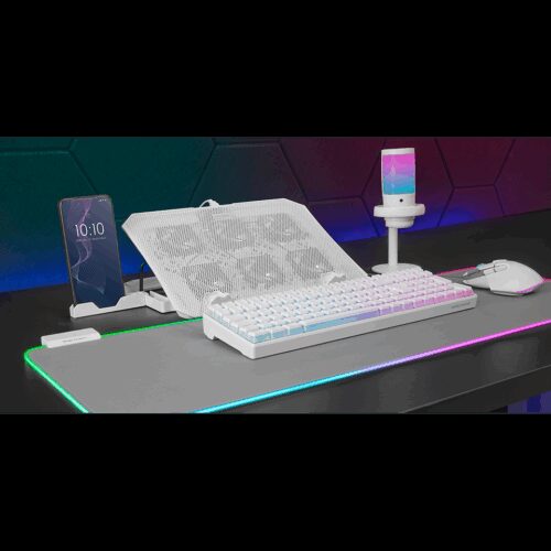 MARS GAMING MNBC23 NOTEBOOK COOLER & STAND, 6x FANS, PHONE HOLDER, UP TO 16", WHITE