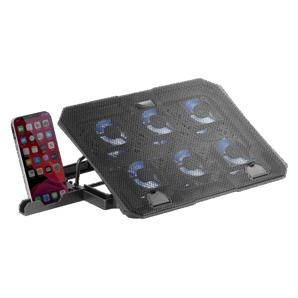 MARS GAMING MNBC23, NOTEBOOK COOLER & STAND, 6x FANS, PHONE HOLDER, UP TO 16"