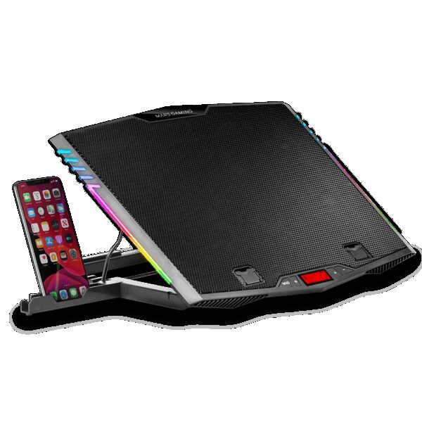 MARS GAMING MNBC5, ARGB NOTEBOOK COOLER & STAND, 6x FAN, PHONE HOLDER, 17.3" SIZE