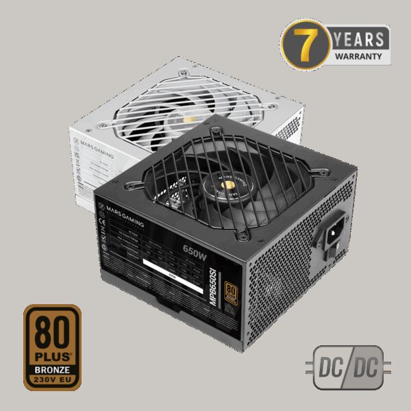 MARS GAMING MPB650SI, 650W PSU, DC-DC & SMD TECH, 80PLUS BRONZE, ACTIVE PFC, ULTRA SILENT AI2-RPM & 12CM SI COPPER FAN, 7 YEARS WARRANTY, BLACK