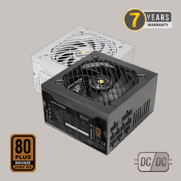 MARS GAMING MPB850SIM, 850W FULL MODULAR PSU, DC-DC & SMD TECH, 80PLUS BRONZE EU 230V, APFC, ULTRA SILENT AI2-RPM & 140MM SI COPPER FAN, 7 YEARS WARRANTY, BLACK