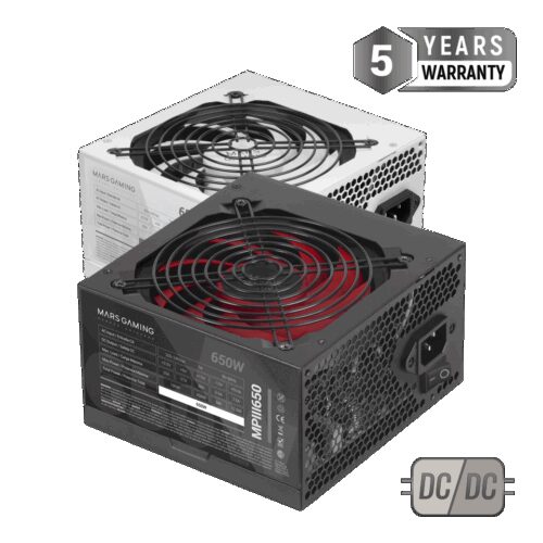 MARS GAMING MPIII650, 650W PSU, 85% EF, SMD, BLACK CABLES, SILENT, 5 YEARS WARRANTY, BLACK