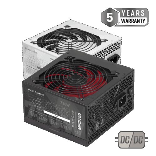 MARS GAMING MPIII750, 750W PSU, 85% EF, SMD, BLACK CABLES, SILENT, 5 YEARS WARRANTY, BLACK