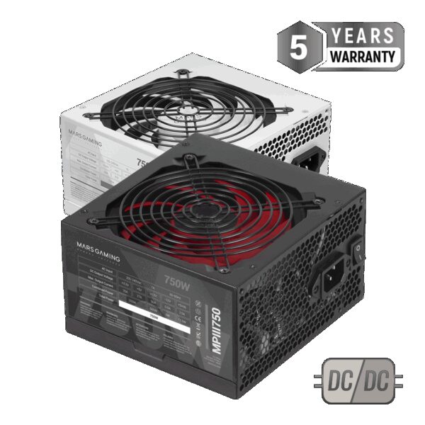MARS GAMING MPIII750, 750W PSU, 85% EF, SMD, BLACK CABLES, SILENT, 5 YEARS WARRANTY, BLACK
