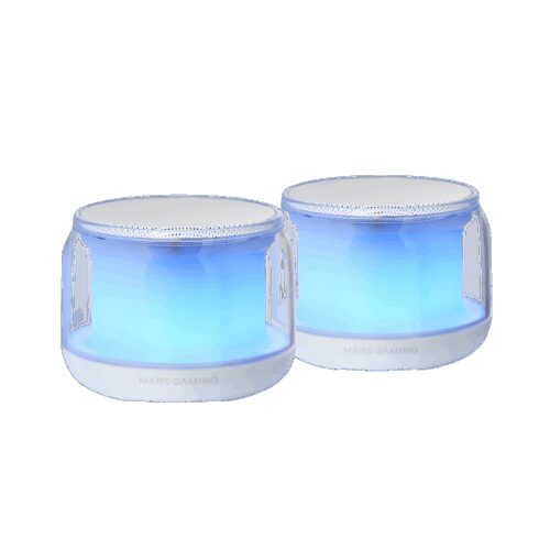 MARS GAMING MS-AURA, BLUETOOTH 5.3 RGB 360º MINI SPEAKER, 15W CUSTOM DSP CHIPSET, CONTROL BOX, WHITE