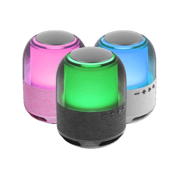 MARS GAMING MS-FLOW,  360º RGB BLUETOOTH 5.3 15W SPEAKER, 57MM DEEPBASS, RADIO FM, BLUETOOTH AND MICROSD PLAYBACK, BLACK