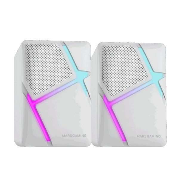 MARS GAMING MS-H, RGB GAMING SPEAKER, 10W 3D-SURROUND INVERTED DRIVER SYSTEM, VOLUME CONTROL, WHITE
