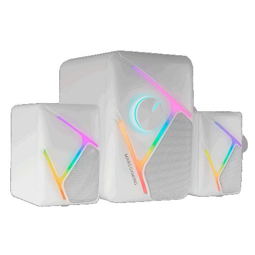 MARS GAMING MS-H21, RGB 2.1 GAMING SPEAKER 35W SUBWOOFER, 3D SURROUND INVERTED DRIVER SYSTEM, WHITE