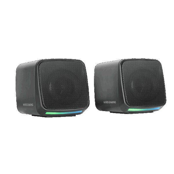 MARS GAMING MS-PRO, RGB FLOW 10W COMPACT SPEAKER, VOLUME CONTROL BOX, 3.5MM JACK CONNECTION, BLACK