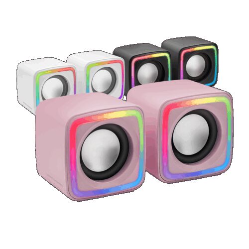 MARS GAMING MSCUBE, PREMIUM CUBE SPEAKERS, 8W DSP, ARGB FLOW, USB POWER, PINK