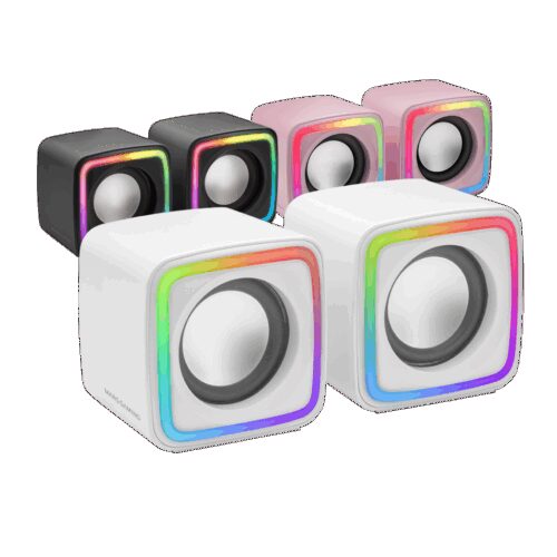 MARS GAMING MSCUBE, PREMIUM CUBE SPEAKERS, 8W DSP, ARGB FLOW, USB POWER, WHITE