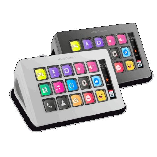 MARS GAMING MSD-ONE, SLIM CONTROL DECK, 15 CUSTOMIZABLE LCD KEYS, SOFTWARE CONTROL WITH PLUGINS, EXTENDED LCD SCREEN, WHITE