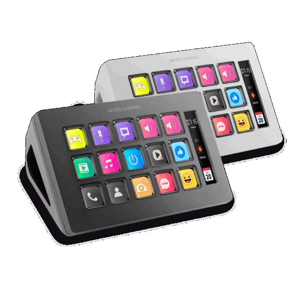 MARS GAMING MSD-ONE, SLIM CONTROL DECK, 15 CUSTOMIZABLE LCD KEYS, SOFTWARE CONTROL WITH PLUGINS, EXTENDED LCD SCREEN, BLACK