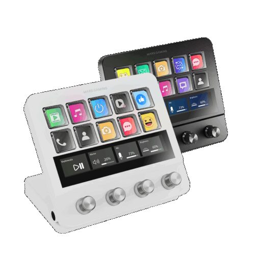 MARS GAMING MSD-PRO, CONTROL DECK WITH 10 CUSTOMIZABLE LCD KEYS & 4 PRECISION DIALS, EXTENDED TOUCHSCREEN, USB HUB & ADJUSTABLE BASE, ADVANCED WINDOWS & MAC SOFTWARE WITH PLUGINS, WHITE