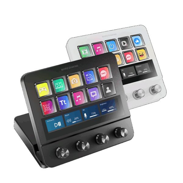 MARS GAMING MSD-PRO, CONTROL DECK WITH 10 CUSTOMIZABLE LCD KEYS & 4 PRECISION DIALS, EXTENDED TOUCHSCREEN, USB HUB & ADJUSTABLE BASE, ADVANCED WINDOWS & MAC SOFTWARE WITH PLUGINS, BLACK