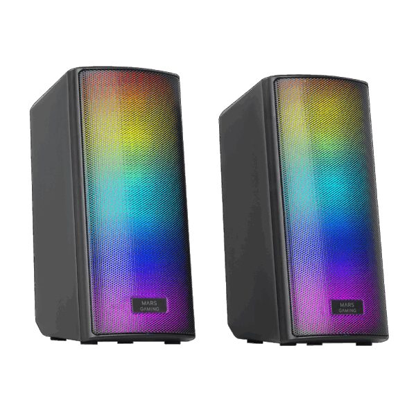MARS GAMING MSRGB2, FULL RGB MESH 15W BLUETOOTH SPEAKER, VOLUME CONTROL BOX, MICROSD READER, AUDIO+MIC INPUT CONNECTION, BLACK
