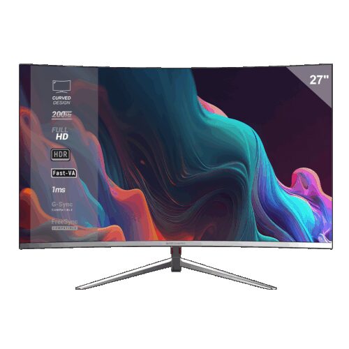 MARS GAMING MV-27C, 1MS 200HZ FHD 1920*1080 CURVED 27" FRAMELESS SLIM MONITOR, FREESYNC & GSYNC SUPPORT, HDR10 TECHNOLOGY, HDMI, 3.5MM JACK & DISPLAYPORT CABLE, WHITE