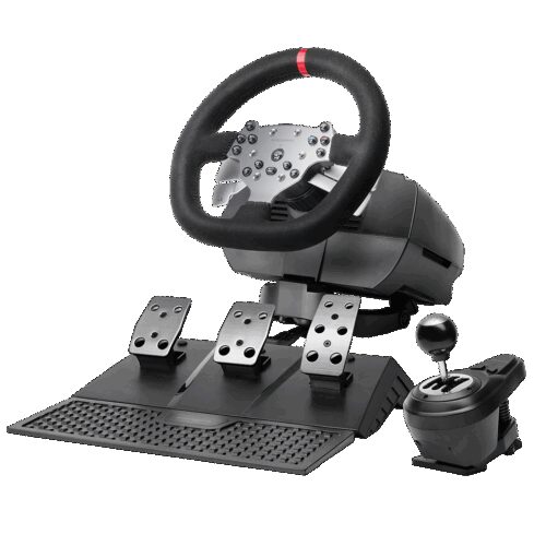 MARS GAMING MWH-RSX, FORCE FEEDBACK RACING SIMULATION WHEEL WITH SUEDE-TEXTURED GRIP, DUAL MOTOR 1080º ROTATION, TRIPLE-PEDAL SET & H-PATTERN SHIFTER UP TO 12 GEARS, 14 CUSTOMIZABLE BUTTONS