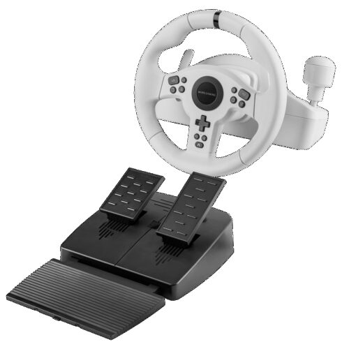 MARS GAMING MWH-RSXONE, RACING SIMULATION WHEEL, DRIVESENSE SYSTEM, 270º ROTATION, INTEGRATED SEQUENTIAL SHIFTER, XL PEDAL SET, PC , PS3, PS4,  XBOX SERIES X/S/ONE, SWITCH, WHITE