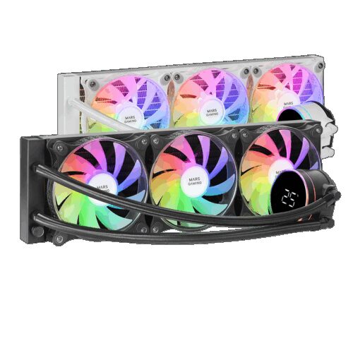 MARS GAMING ML-LCD360, WATERCOOLING AIO 600W TDP, 3X FDB ARGB FANS, LCD TEMPERATURE DISPLAY, ARGB MB CONTROL, BLACK