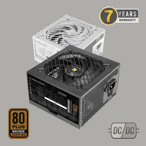 MARS GAMING MPB550SI, 550W PSU, DC-DC & SMD TECH, 80PLUS BRONZE, ACTIVE PFC, ULTRA SILENT AI2-RPM & 12CM SI COPPER FAN, 7 YEARS WARRANTY, BLACK