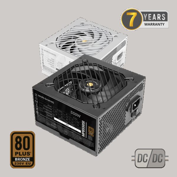 MARS GAMING MPB550SI, 550W PSU, DC-DC & SMD TECH, 80PLUS BRONZE, ACTIVE PFC, ULTRA SILENT AI2-RPM & 12CM SI COPPER FAN, 7 YEARS WARRANTY, BLACK