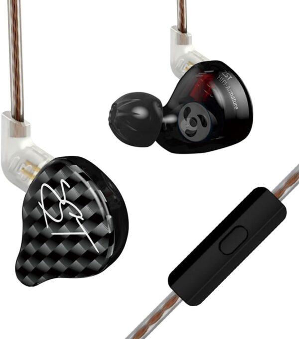 51DSxlxCdQL._AC_SL1100_ KZ ZST Black With Mic - IEM 3,5 In Ear Monitor Earphones, Dynamic Hybrid Dual Driver 1BA+1DD