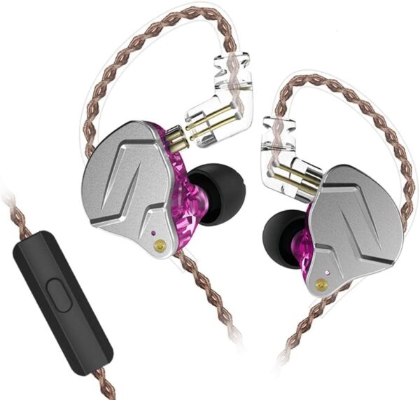 KZ ZSN PRO Purple Mic - IEM 3,5 In Ear Monitor Earphones, Dynamic Hybrid Dual Driver 1BA+1DD