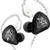 KZ ZST X Black No Mic - IEM 3,5 In Ear Monitor Earphones, Dynamic Hybrid Dual Driver 1BA+1DD,  2x ma