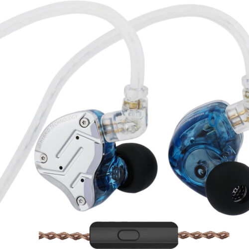 KZ ZS10 PRO Blue With Mic - IEM 3,5 Musician In Ear Monitor Earphones, 4BA+1DD 5 Driver 10mm, metal