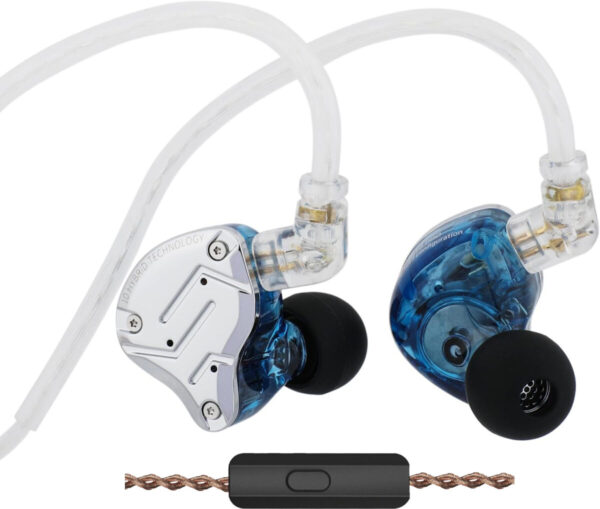 KZ ZS10 PRO Blue With Mic - IEM 3,5 Musician In Ear Monitor Earphones, 4BA+1DD 5 Driver 10mm, metal
