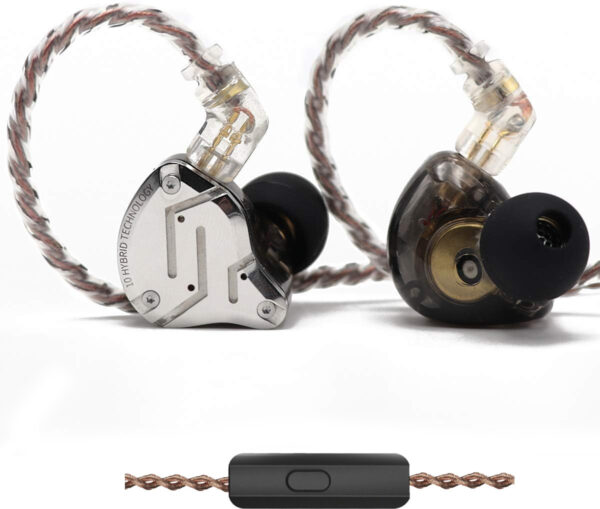 KZ ZS10 PRO Black With Mic - IEM 3,5 Musician In Ear Monitor Earphones, 4BA+1DD 5 Driver 10mm, metal