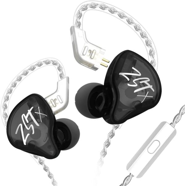 61iHjMEfVcL._AC_SL1200_ KZ ZST X Black With Mic - IEM 3,5 In Ear Monitor Earphones, Dynamic Hybrid Dual Driver 1BA+1DD, 2x