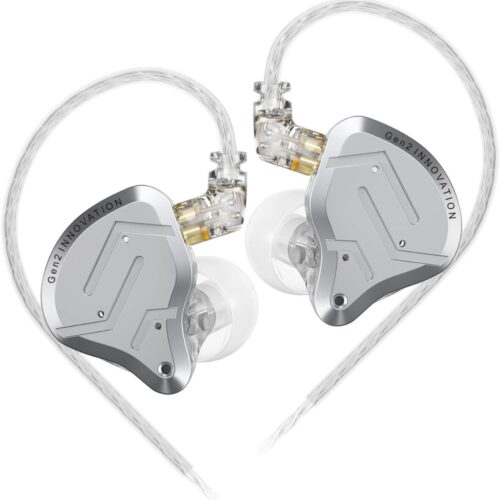 KZ ZSN PRO 2 SIlver No Mic - IEM 3,5 In Ear Monitor Earphones, Hybrid 1BA+1DD 10mm, metal, HIFI bass