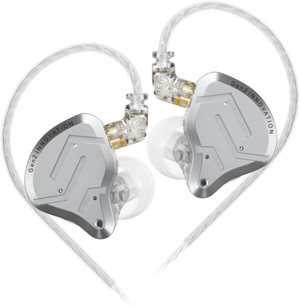 KZ ZSN PRO 2 SIlver No Mic - IEM 3,5 In Ear Monitor Earphones, Hybrid 1BA+1DD 10mm, metal, HIFI bass