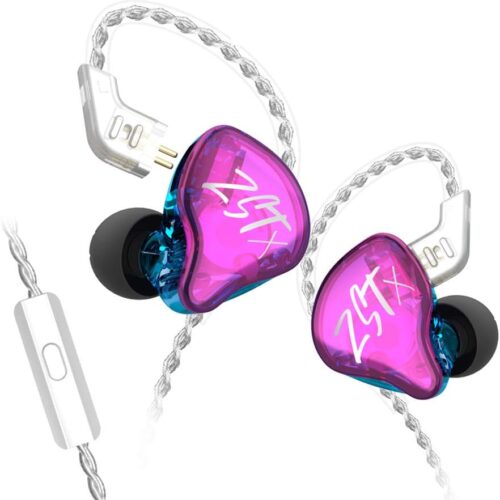 61wONkbOBqL._AC_SL1001_ KZ ZST X Purple With Mic - IEM 3,5 In Ear Monitor Earphones, Dynamic Hybrid Dual Driver 1BA+1DD, 2x