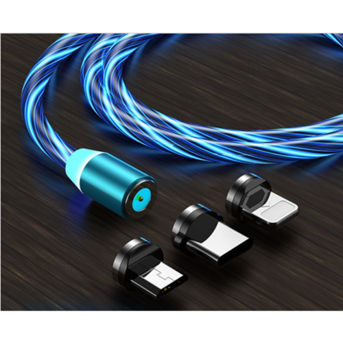 blue Vivid LED Cable USB to Type-CLightningMicro USB Magnetic Blue