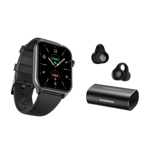 Riversong Smartwatch Motive 9E Space Gray + Riversong True Wireless AirClip L3 Black