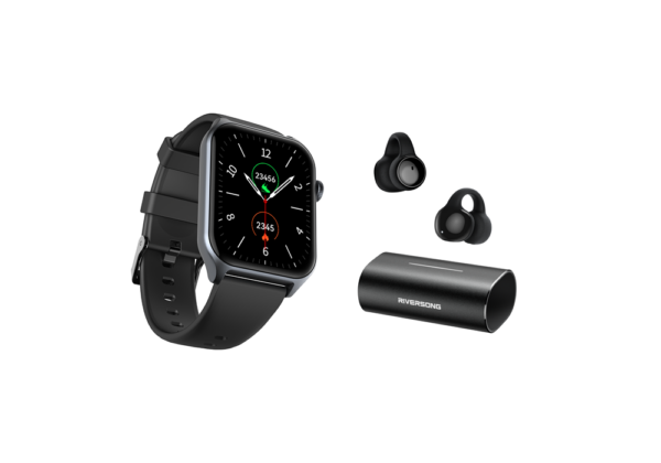 Riversong Smartwatch Motive 9E Space Gray + Riversong True Wireless AirClip L3 Black