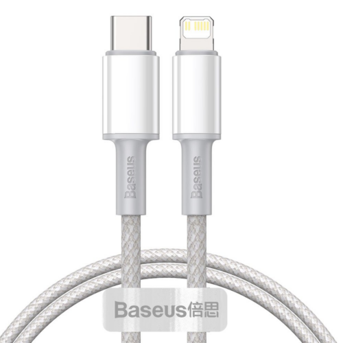 catlgd-02 Baseus High Density Braided Fast Charging Data Cable Type-C to Lightning PD 20W 1m White