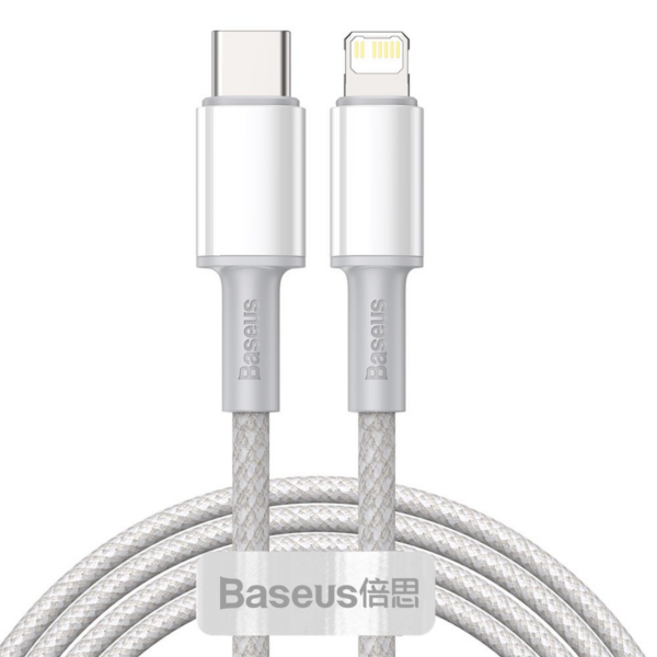 catlgd-a02 Baseus High Density Braided Fast Charging Data Cable Type-C to Lightning PD 20W 2m White
